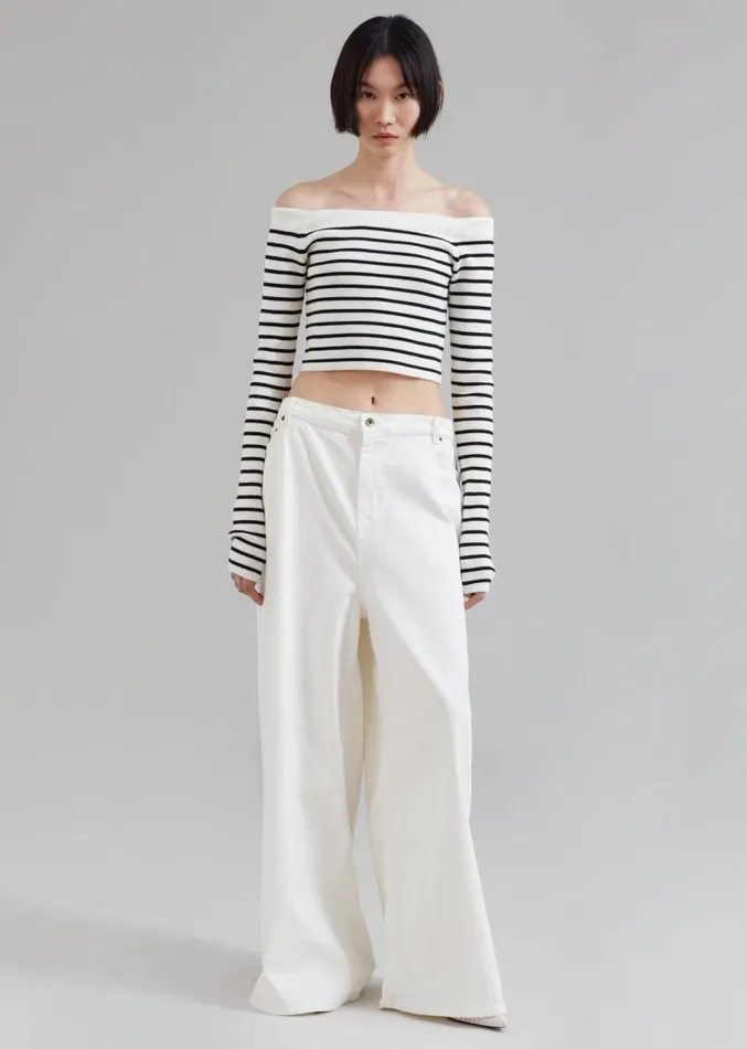 The Frankie Shop Sasha Wide Leg Jeans 8211 Off White Women Clothing