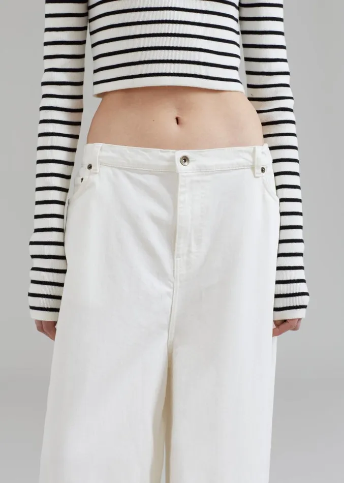 The Frankie Shop Sasha Wide Leg Jeans 8211 Off White Women Clothing