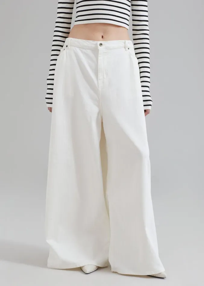 The Frankie Shop Sasha Wide Leg Jeans 8211 Off White Women Clothing