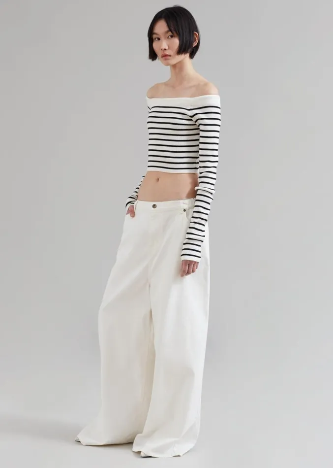 The Frankie Shop Sasha Wide Leg Jeans 8211 Off White Women Clothing