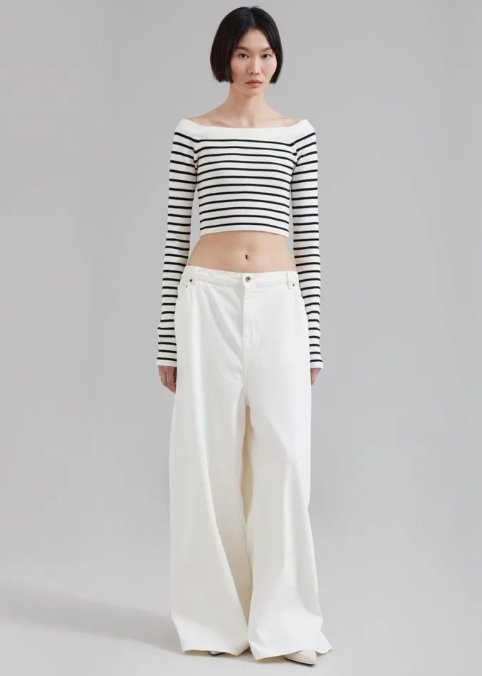 The Frankie Shop Sasha Wide Leg Jeans 8211 Off White Women Clothing