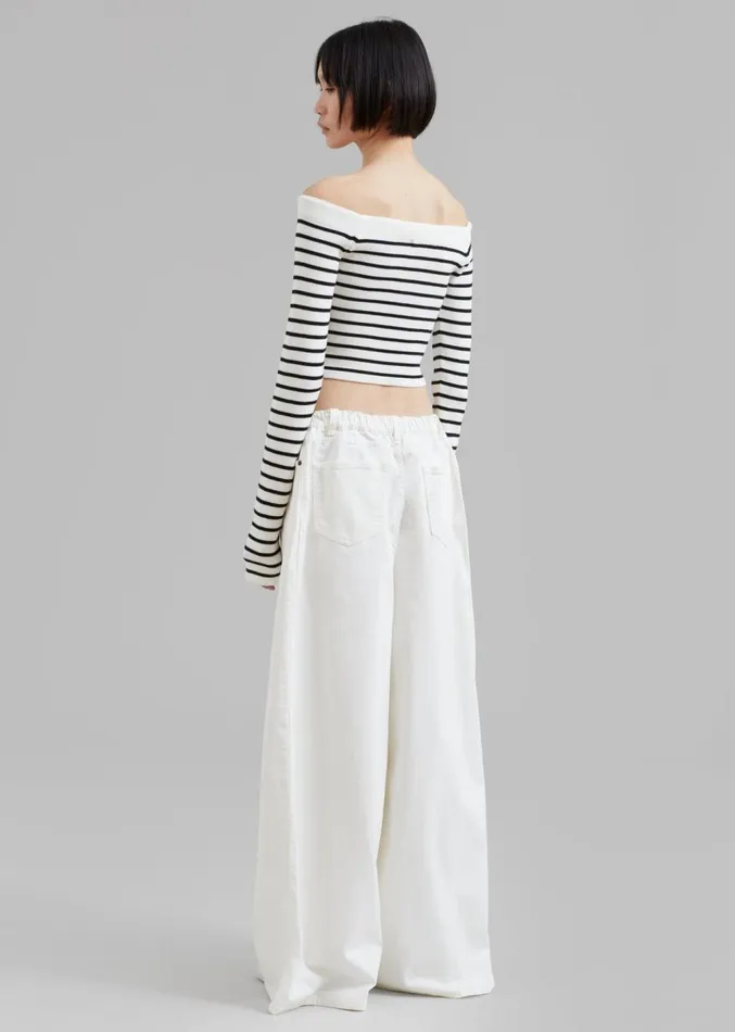 The Frankie Shop Sasha Wide Leg Jeans 8211 Off White Women Clothing