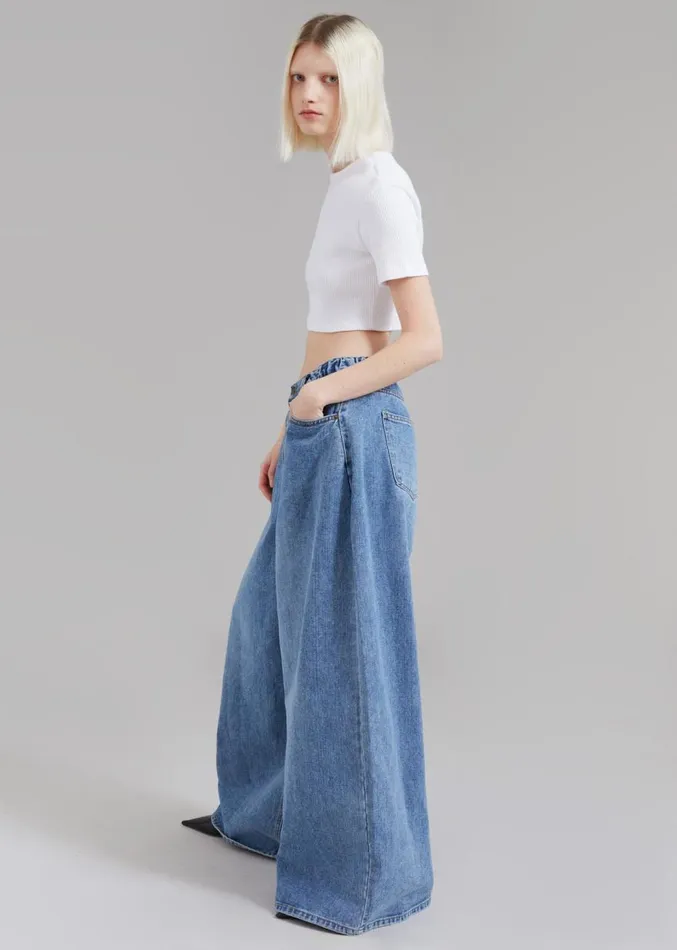 The Frankie Shop Sasha Wide Leg Jeans 8211 Worn Wash Women Clothing