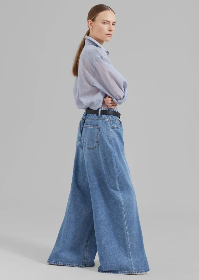 The Frankie Shop Sasha Wide Leg Jeans 8211 Worn Wash Women Clothing
