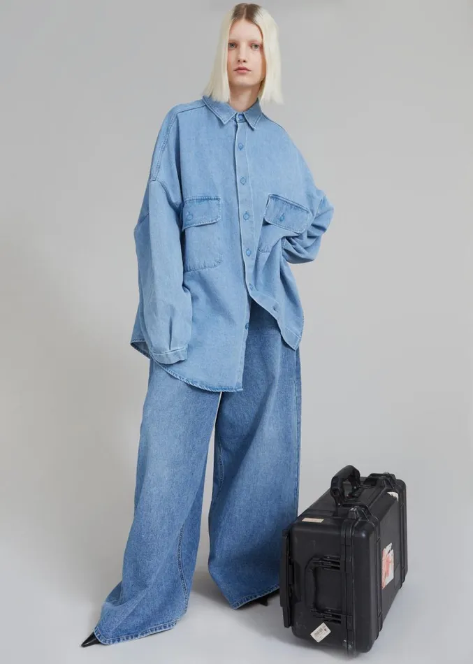 The Frankie Shop Sasha Wide Leg Jeans 8211 Worn Wash Women Clothing