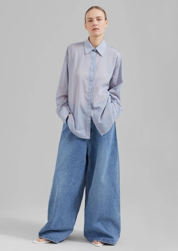 The Frankie Shop Sasha Wide Leg Jeans 8211 Worn Wash Women Clothing