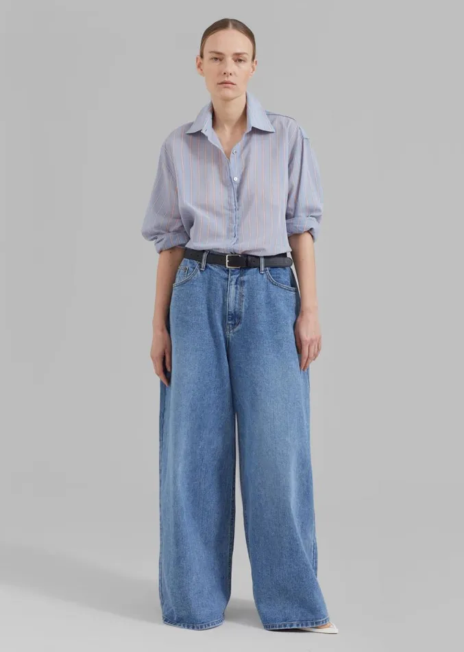 The Frankie Shop Sasha Wide Leg Jeans 8211 Worn Wash Women Clothing