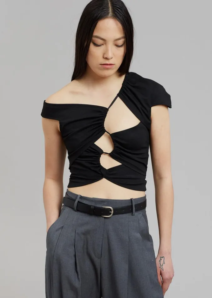 The Frankie Shop Sid Neigum Asymmetrical Cutout Tension Blouse 8211 Black Women Tops