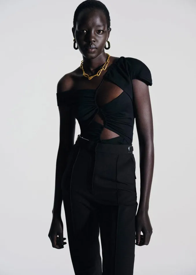The Frankie Shop Sid Neigum Asymmetrical Cutout Tension Blouse 8211 Black Women Tops