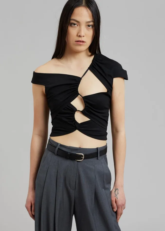 The Frankie Shop Sid Neigum Asymmetrical Cutout Tension Blouse 8211 Black Women Tops