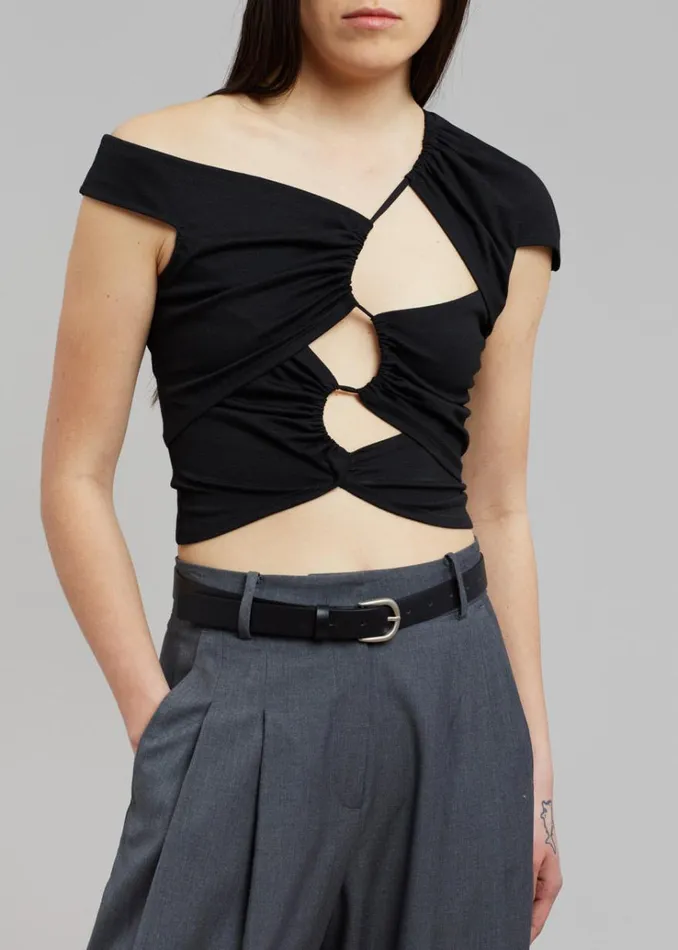 The Frankie Shop Sid Neigum Asymmetrical Cutout Tension Blouse 8211 Black Women Tops