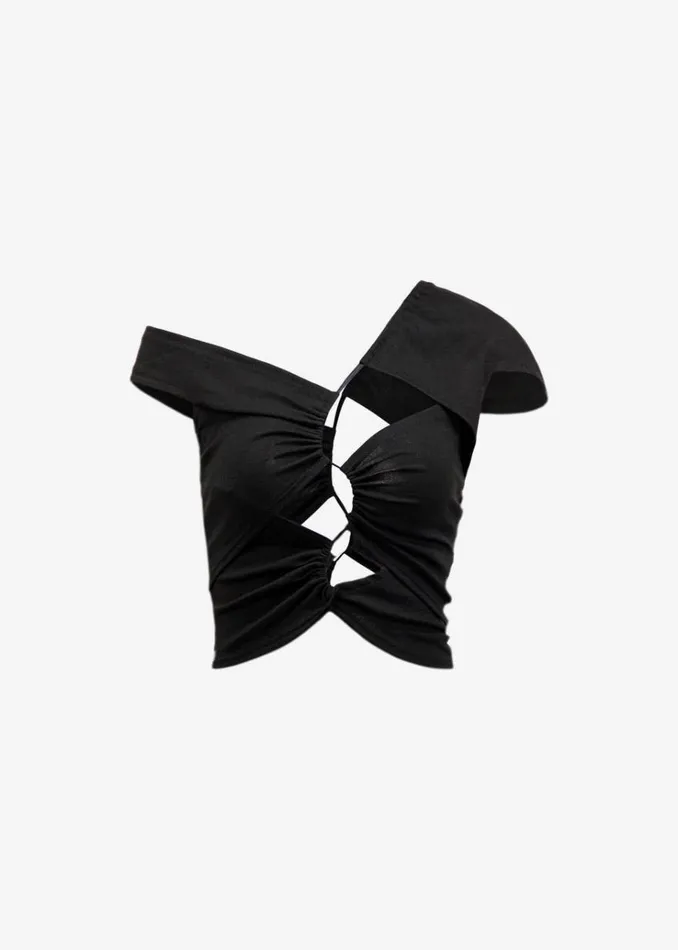 The Frankie Shop Sid Neigum Asymmetrical Cutout Tension Blouse 8211 Black Women Tops