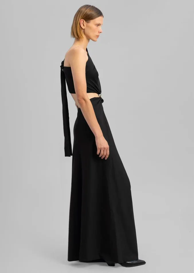 The Frankie Shop Sid Neigum Knit OneShoulder Strap Dress W Hardware Detail 8211 Black Women Dresses