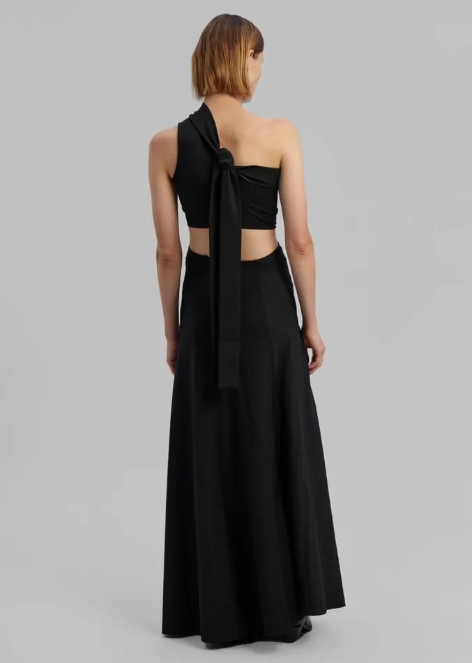 The Frankie Shop Sid Neigum Knit OneShoulder Strap Dress W Hardware Detail 8211 Black Women Dresses