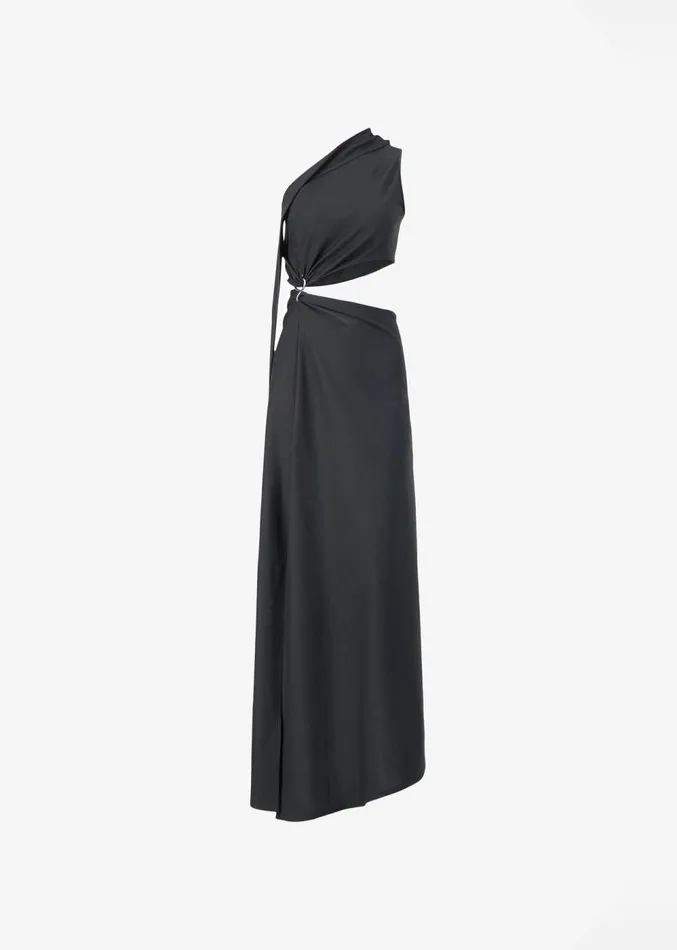 The Frankie Shop Sid Neigum Knit OneShoulder Strap Dress W Hardware Detail 8211 Black Women Dresses