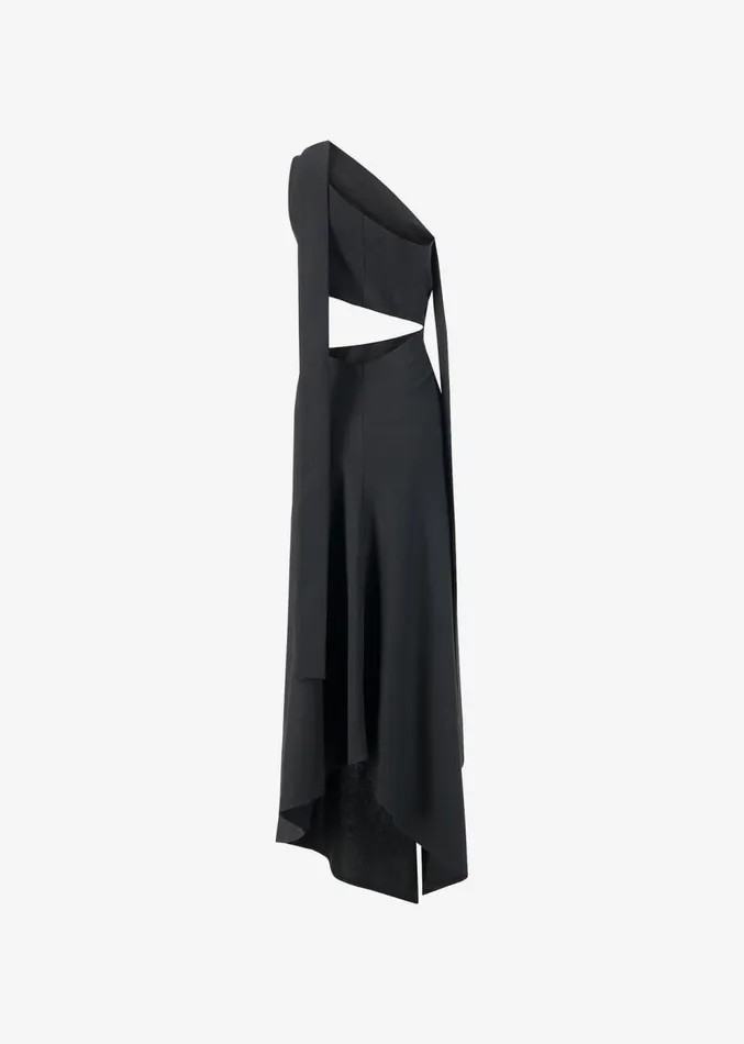 The Frankie Shop Sid Neigum Knit OneShoulder Strap Dress W Hardware Detail 8211 Black Women Dresses