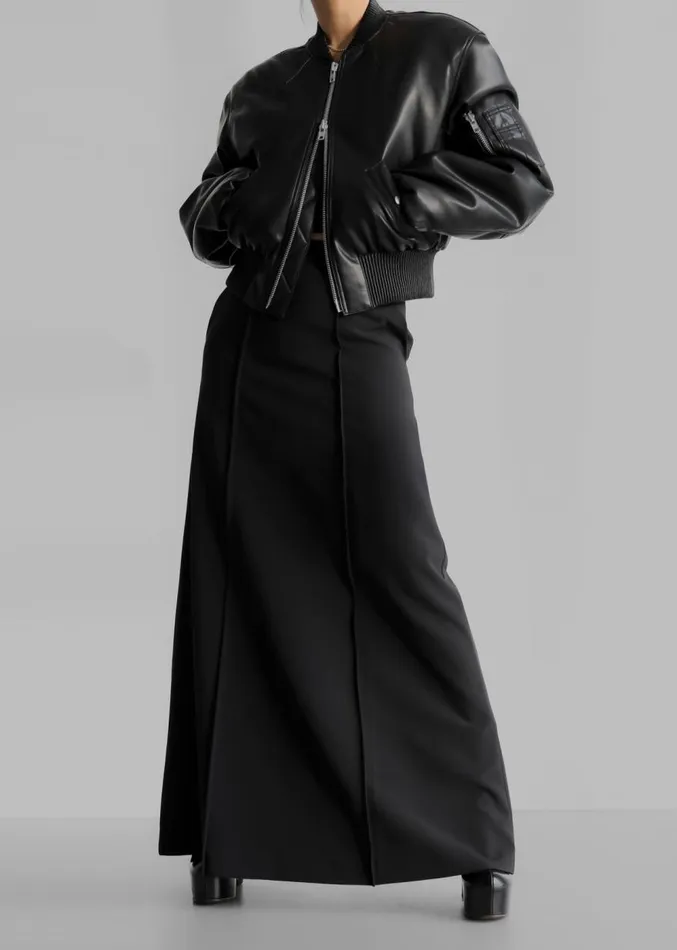 The Frankie Shop Sille FauxLeather Cropped Bomber 8211 Black Women Outerwear