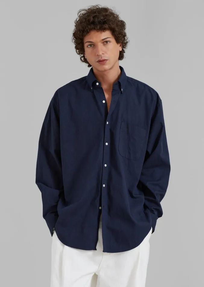 The Frankie Shop Sinclair Shirt 8211 Navy Men Tops