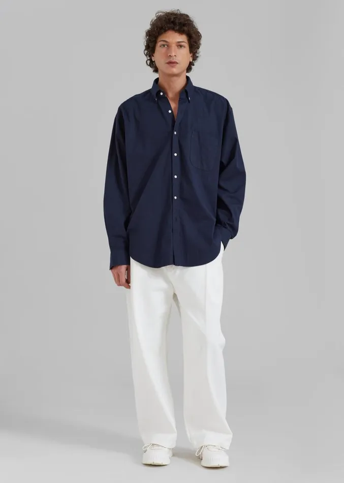 The Frankie Shop Sinclair Shirt 8211 Navy Men Tops