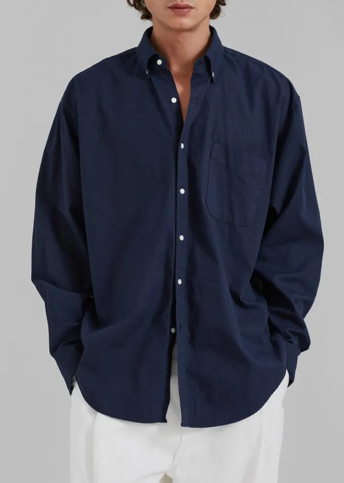 The Frankie Shop Sinclair Shirt 8211 Navy Men Tops