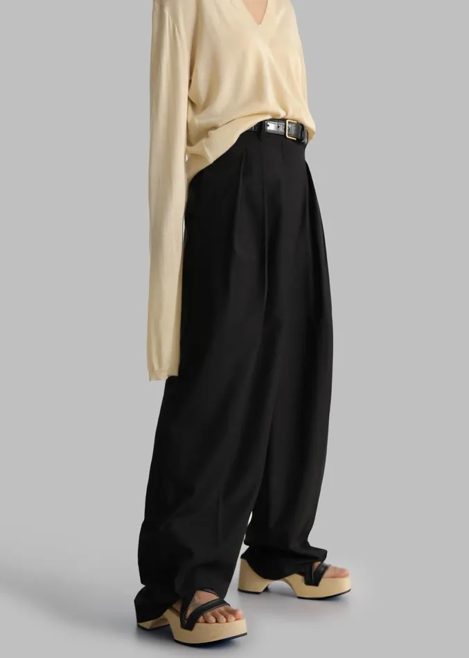 The Frankie Shop Sion Pintuck Trousers 8211 Black Women Clothing
