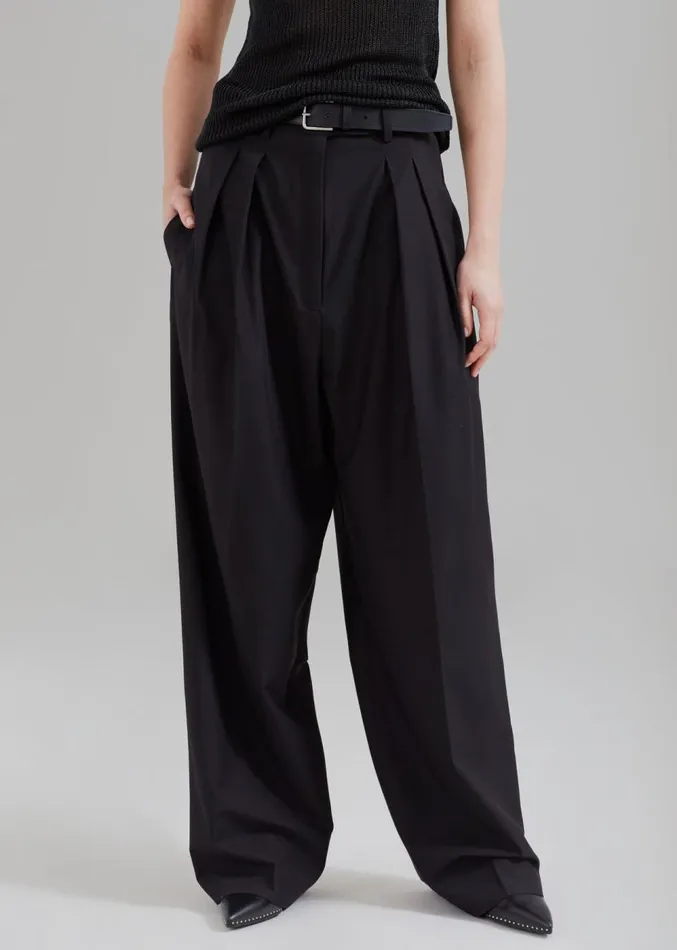 The Frankie Shop Sion Pintuck Trousers 8211 Black Women Clothing