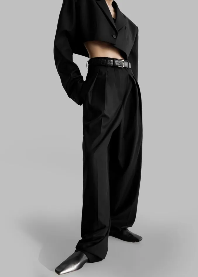 The Frankie Shop Sion Pintuck Trousers 8211 Black Women Clothing