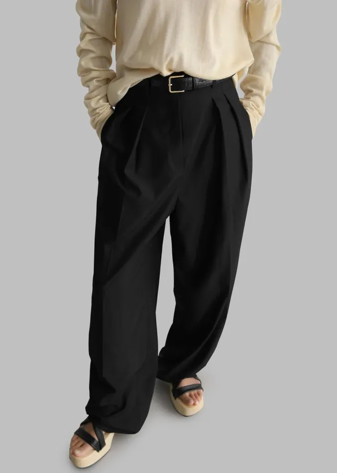 The Frankie Shop Sion Pintuck Trousers 8211 Black Women Clothing