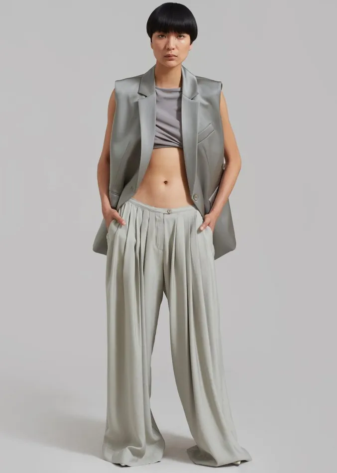 The Frankie Shop Sloane Wide Leg Trousers 8211 Grey Women Clothing
