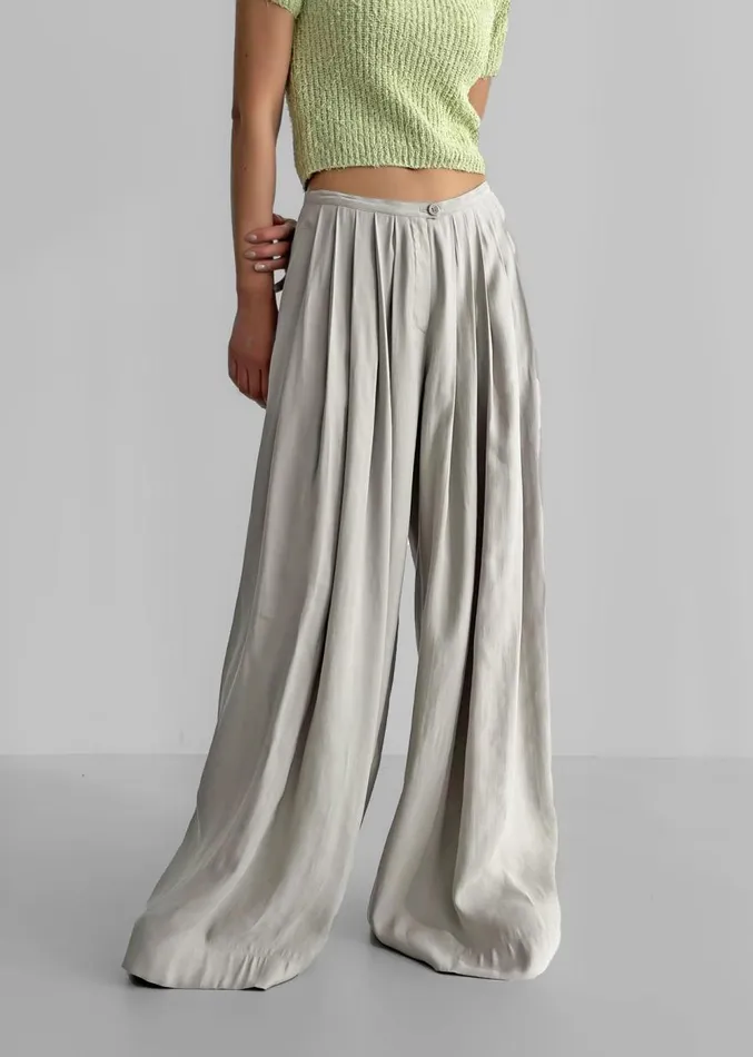 The Frankie Shop Sloane Wide Leg Trousers 8211 Grey Women Clothing