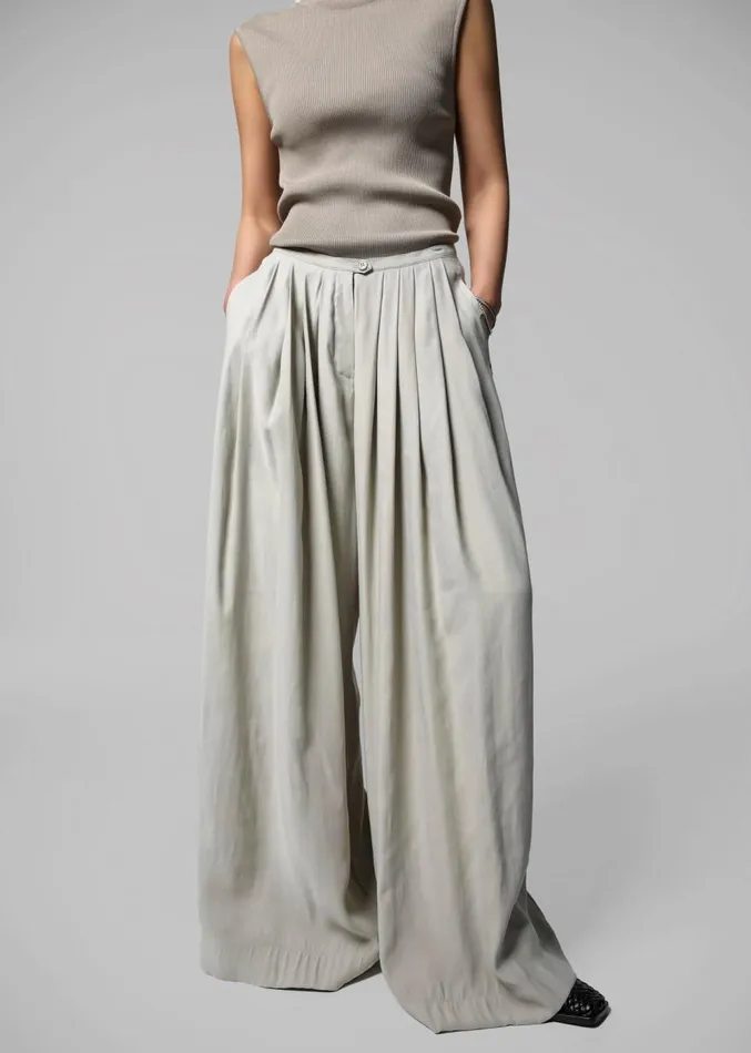 The Frankie Shop Sloane Wide Leg Trousers 8211 Grey Women Clothing