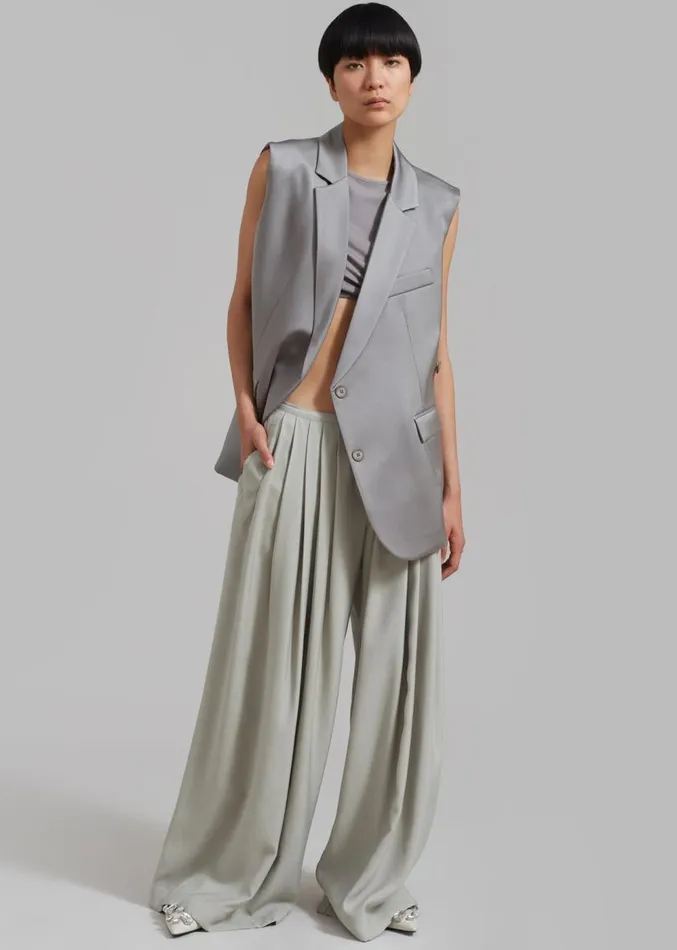 The Frankie Shop Sloane Wide Leg Trousers 8211 Grey Women Clothing
