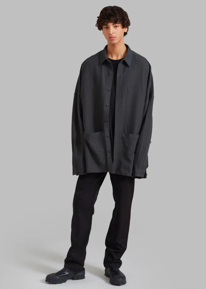 The Frankie Shop Steve Shirt 8211 Grey Wash Men Tops