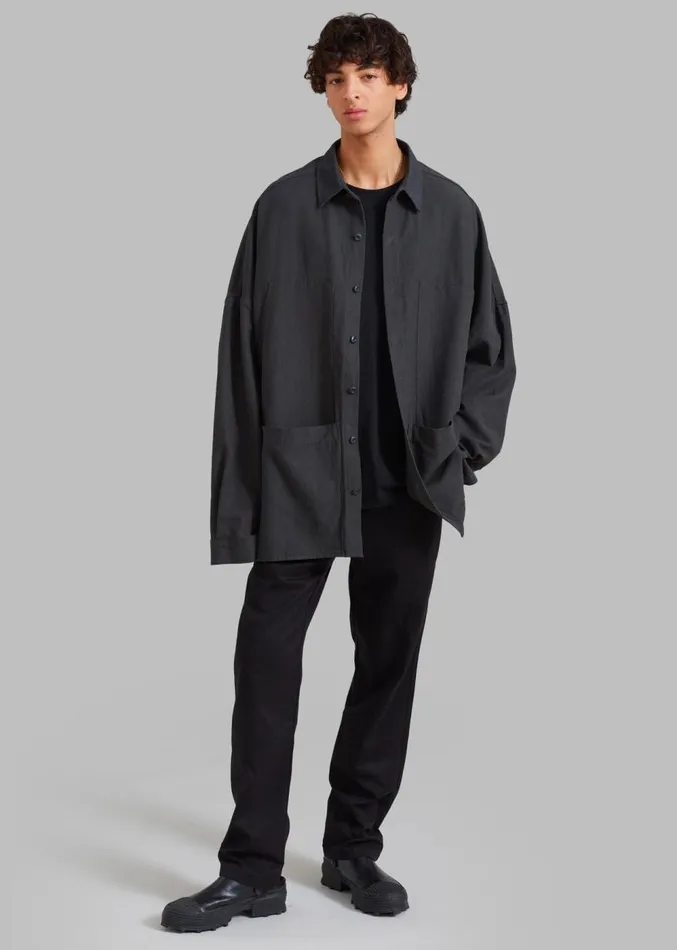 The Frankie Shop Steve Shirt 8211 Grey Wash Men Tops