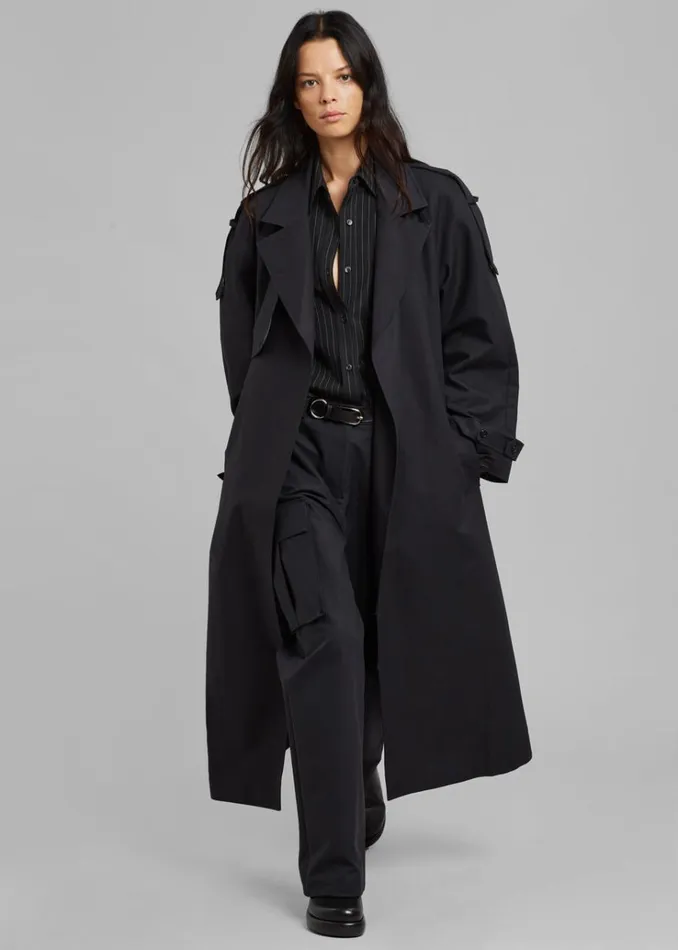 The Frankie Shop Suzanne Trench Coat 8211 Black Women Clothing