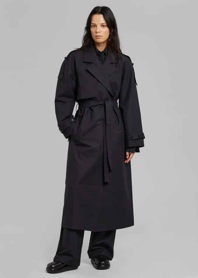 The Frankie Shop Suzanne Trench Coat 8211 Black Women Clothing