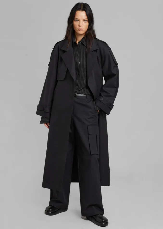 The Frankie Shop Suzanne Trench Coat 8211 Black Women Clothing
