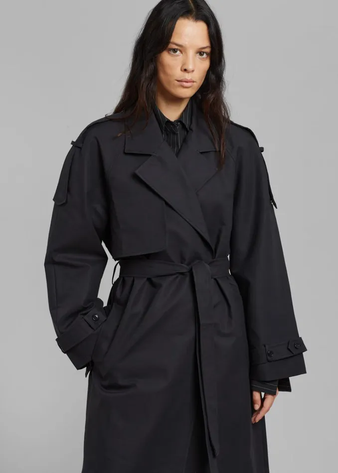 The Frankie Shop Suzanne Trench Coat 8211 Black Women Clothing
