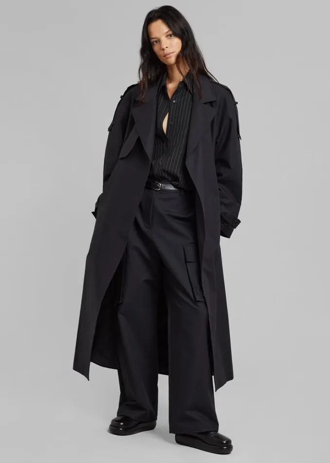 The Frankie Shop Suzanne Trench Coat 8211 Black Women Clothing