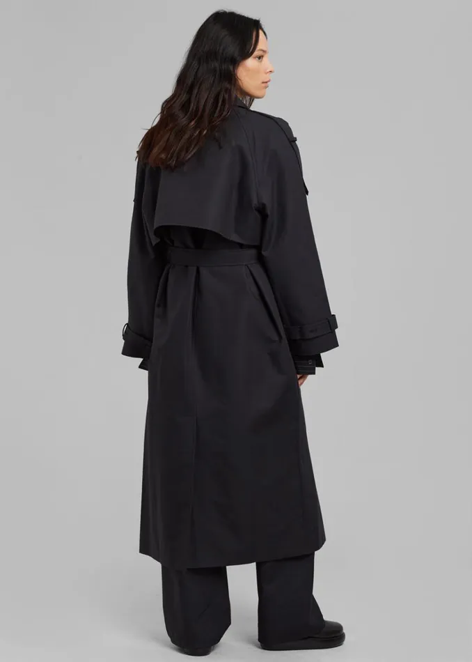 The Frankie Shop Suzanne Trench Coat 8211 Black Women Clothing
