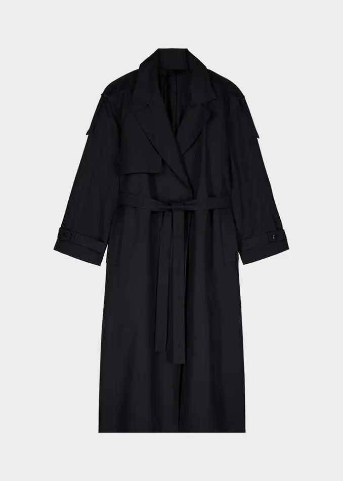 The Frankie Shop Suzanne Trench Coat 8211 Black Women Clothing