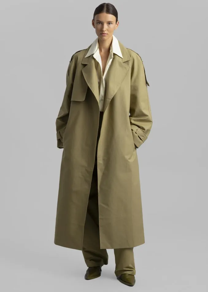 The Frankie Shop Suzanne Trench Coat 8211 Khaki Women Outerwear