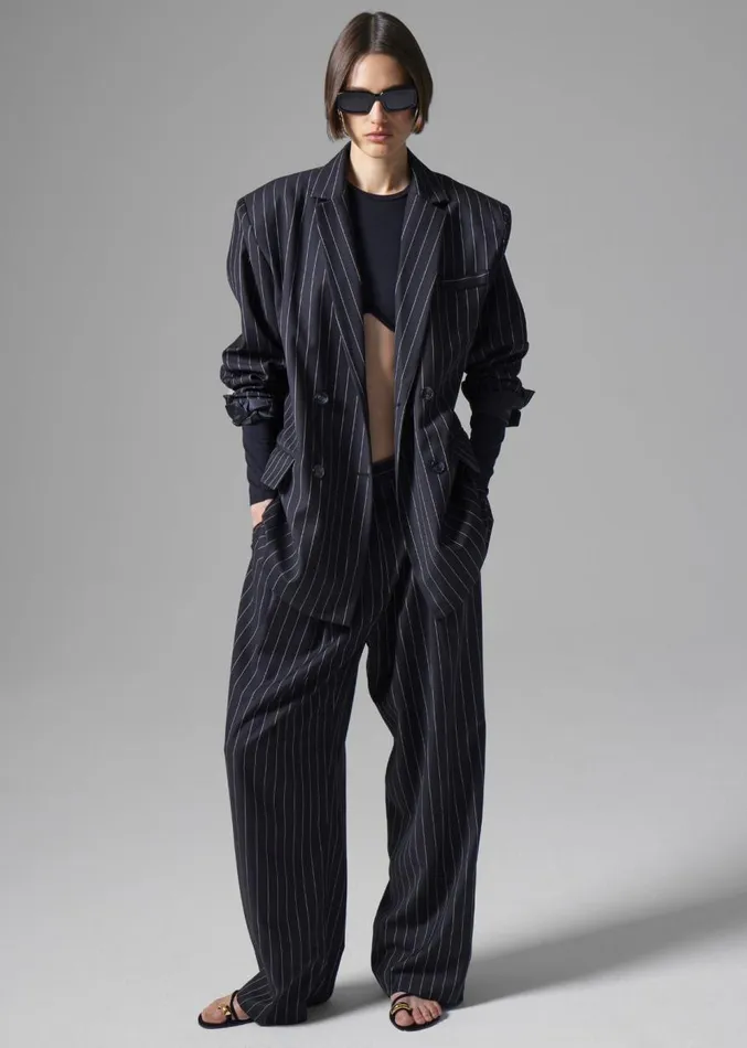 The Frankie Shop Sybil Blazer 8211 Black Pinstripe Women Clothing