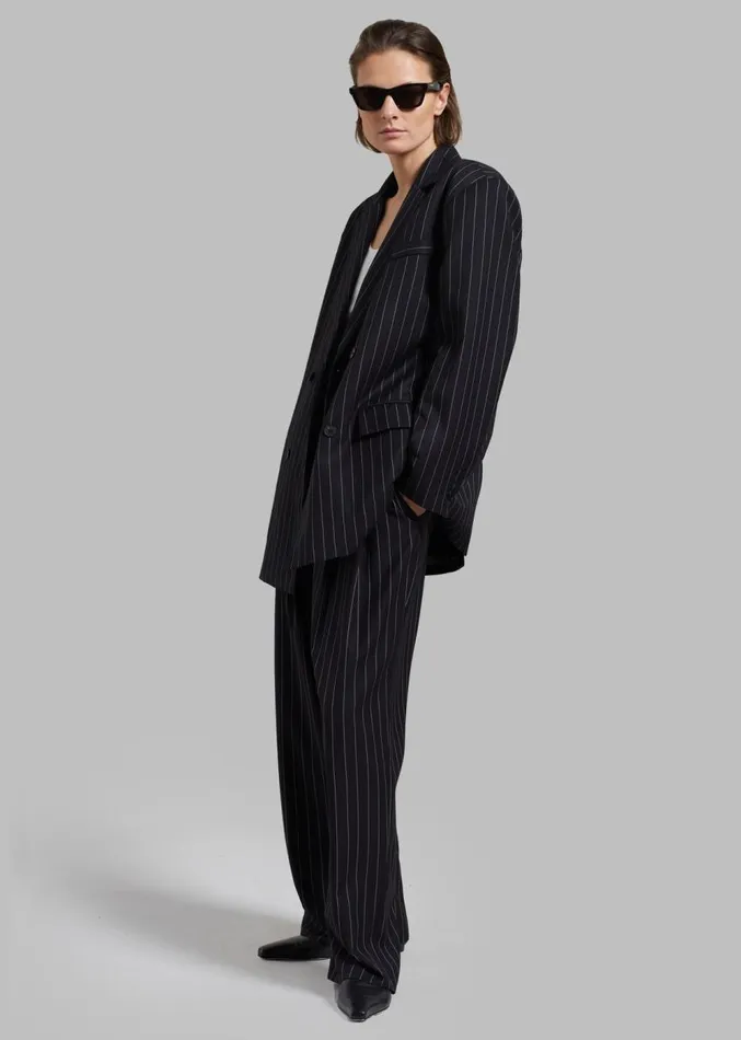The Frankie Shop Sybil Blazer 8211 Black Pinstripe Women Clothing