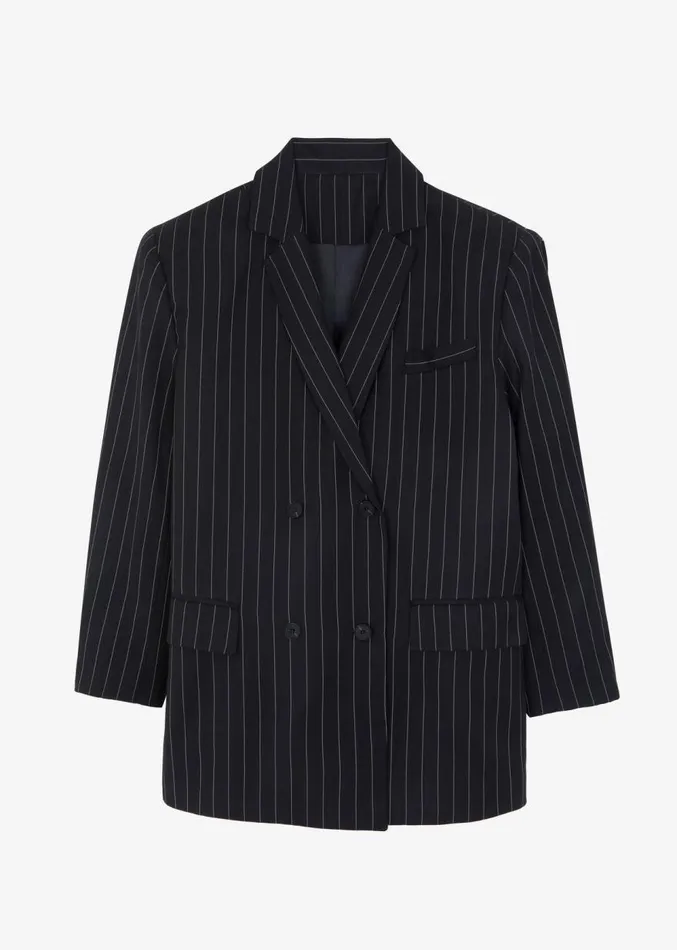 The Frankie Shop Sybil Blazer 8211 Black Pinstripe Women Clothing