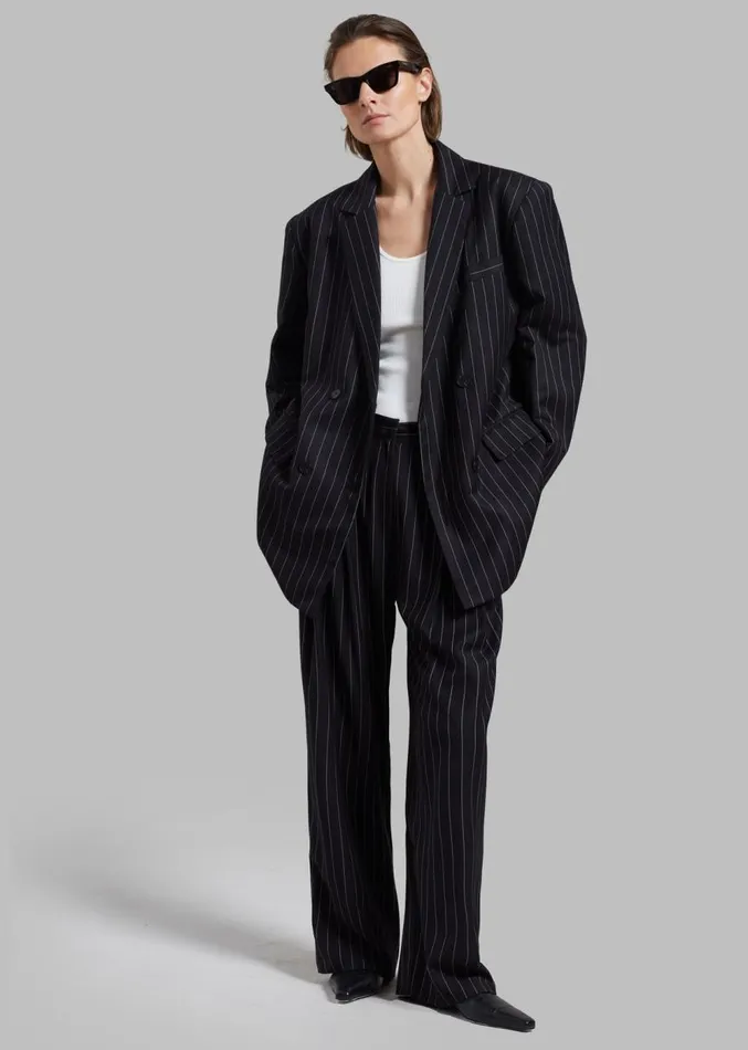 The Frankie Shop Sybil Blazer 8211 Black Pinstripe Women Clothing