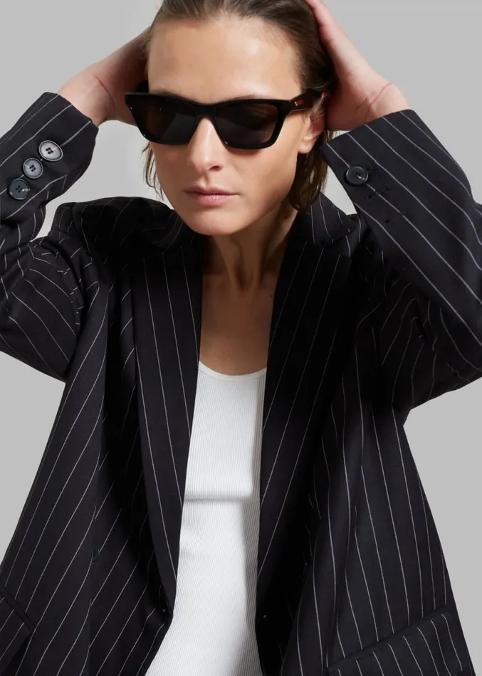 The Frankie Shop Sybil Blazer 8211 Black Pinstripe Women Clothing
