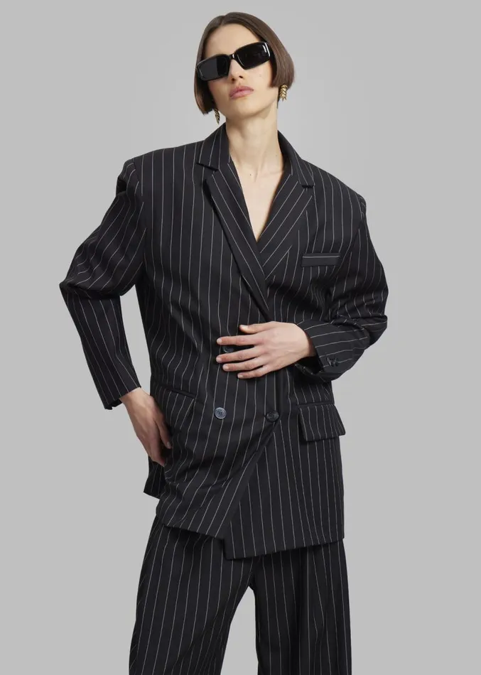 The Frankie Shop Sybil Blazer 8211 Black Pinstripe Women Clothing