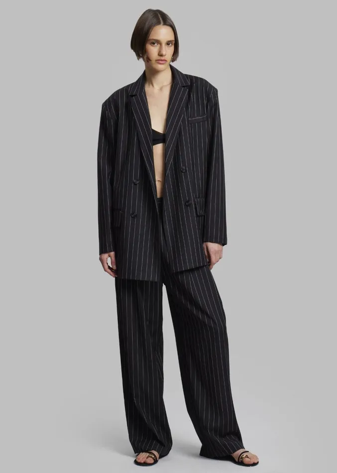 The Frankie Shop Sybil Blazer 8211 Black Pinstripe Women Clothing