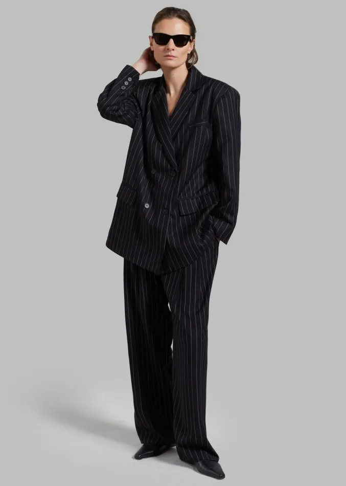The Frankie Shop Sybil Blazer 8211 Black Pinstripe Women Clothing
